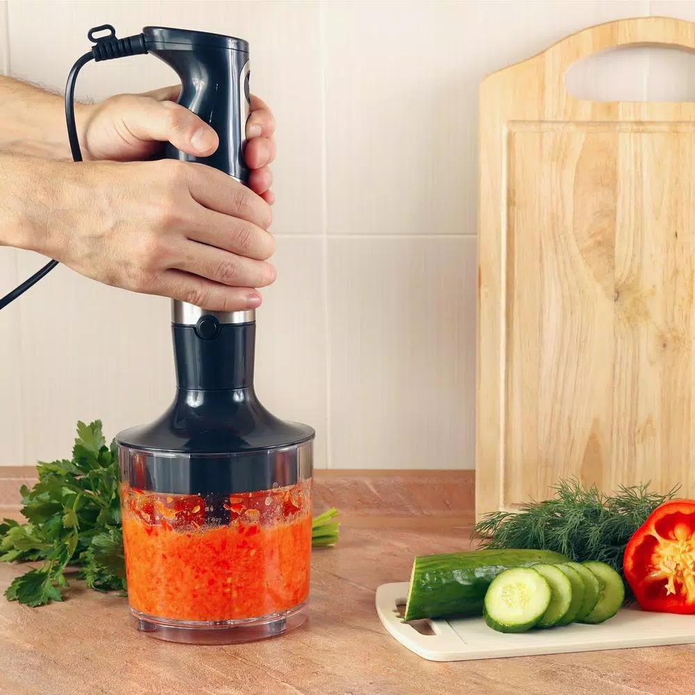 Classic Cuisine 4-in-1 Immersion Blender Set with Chopper and Whisk, 6-Speed, 400W, Black