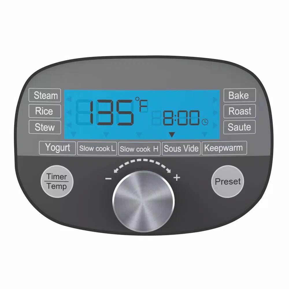 Elite 6.5 Qt. Stainless Steel Electric Multi-Cooker with Non-Stick Aluminum Pot and LCD Display