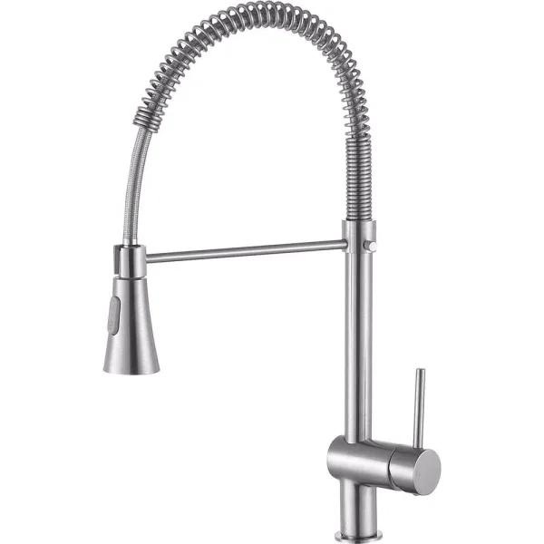 ANZZI Carriage Single Handle Kitchen Faucet, Brushed Nickel, Modern Deck Mount