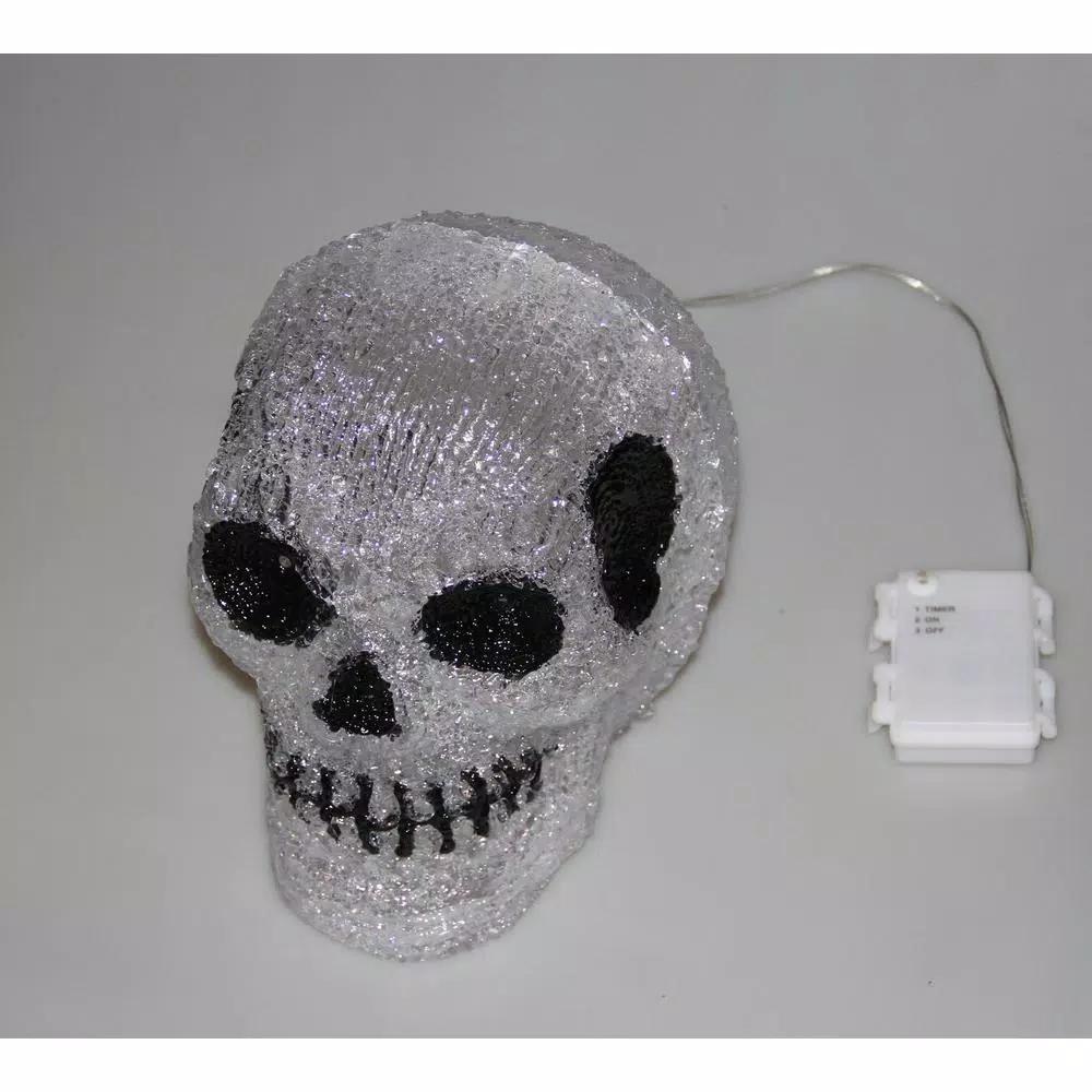 Novolink 7.9 in. White LED Decorative Skull Halloween Light - Handcrafted Indoor/Outdoor Decor