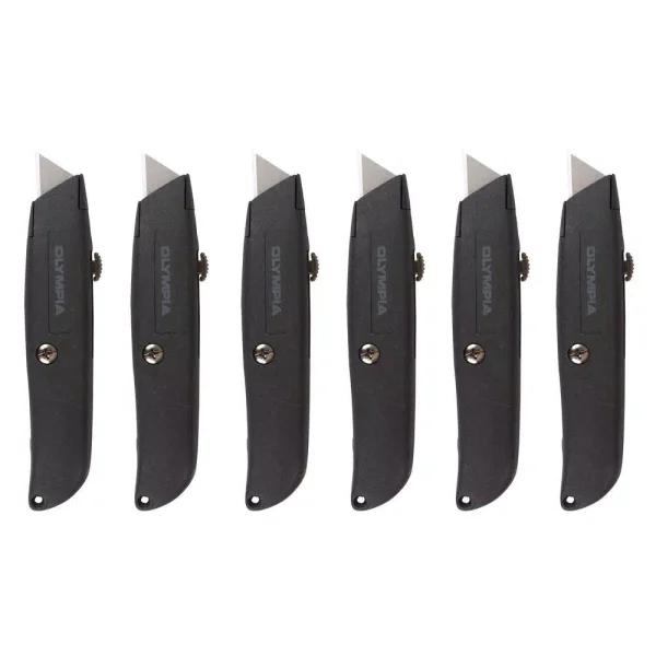 OLYMPIA Tools 6-Piece Retractable Utility Knife Set with Metal Construction