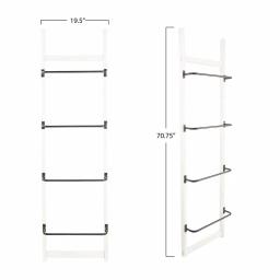 3R Studios 4-Bar Wall Mounted Towel Rack, Distressed Off-White Wood with Black Metal Bars thumbnail 2