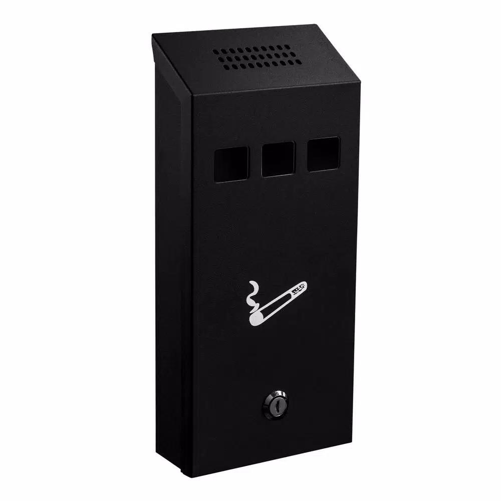 Alpine Industries Black Stainless Steel Wall-Mounted Cigarette Disposal Station