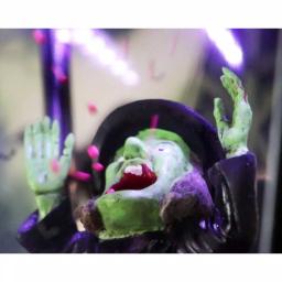Haunted Hill Farm 71 in. Black Wicked Witch Animated Lamp Post with Spooky Music thumbnail 6