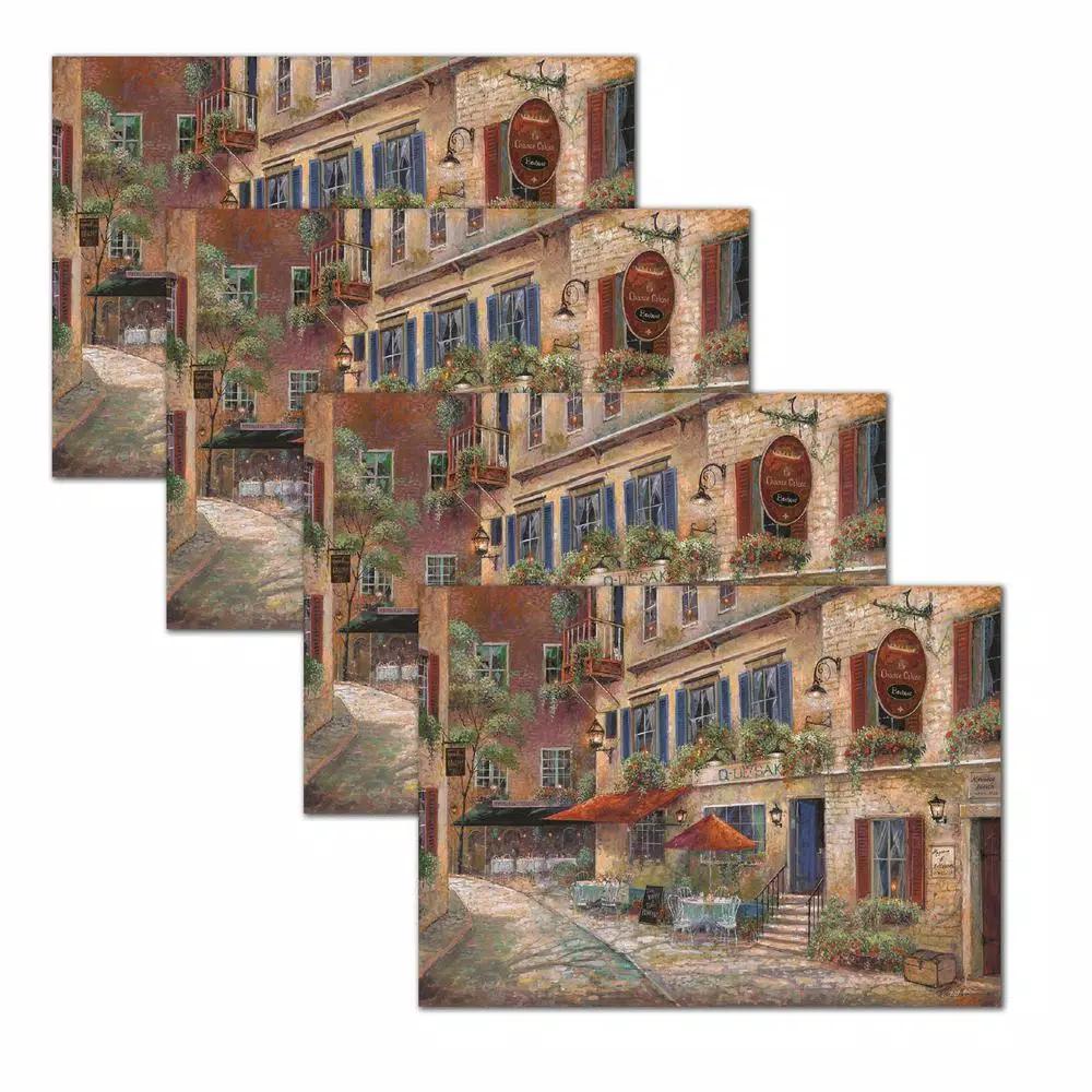 Morgan Home MHF Home Cobblestone Cafe Multi-Colored Polypropylene Placemat Set, 4-Pack