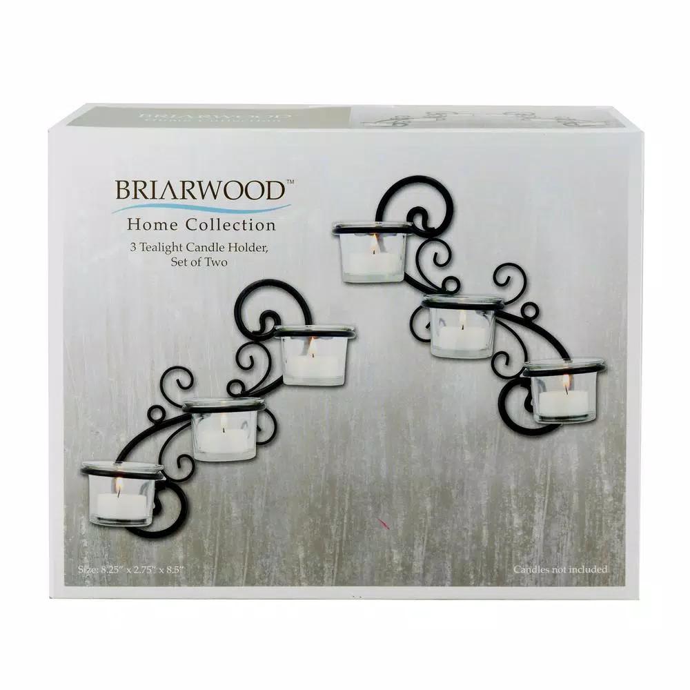 Stonebriar Collection Stonebriar Black Metal Ivy Swirl Candle Wall Sconce Set of 2