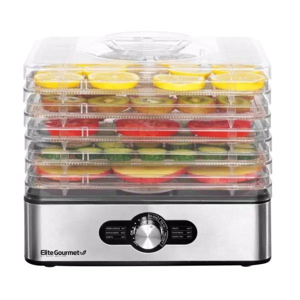 Maximatic Elite Gourmet 5-Tray Stainless Steel Food Dehydrator, Black