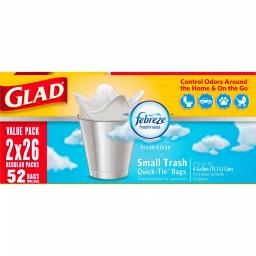 Glad OdorShield Small Trash Bags, 4 Gal, Fresh Clean Scent, Quick-Tie, 26-Count (2-Pack) thumbnail 6