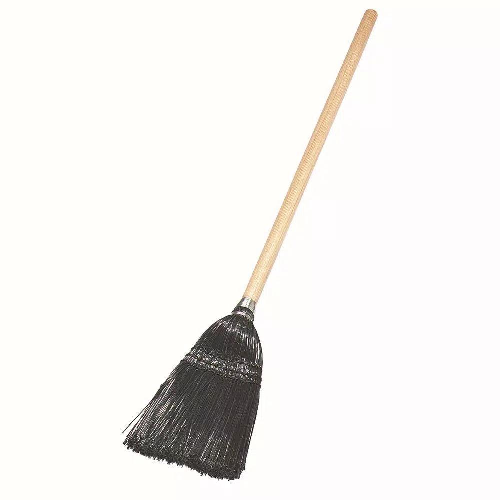 Carlisle 40 in. Synthetic Corn Lobby Broom with Wood Handle, Black/Beige