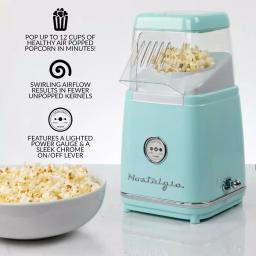 Nostalgia Aqua Hot Air Popcorn Maker, 1040W Countertop Popcorn Popper with LED Power Gauge thumbnail 2