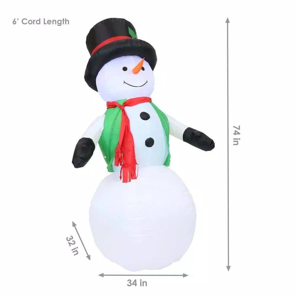 Sunnydaze Decor 6.8 ft. Holly Jolly Snowman Inflatable Outdoor Christmas Decoration with LED Lights