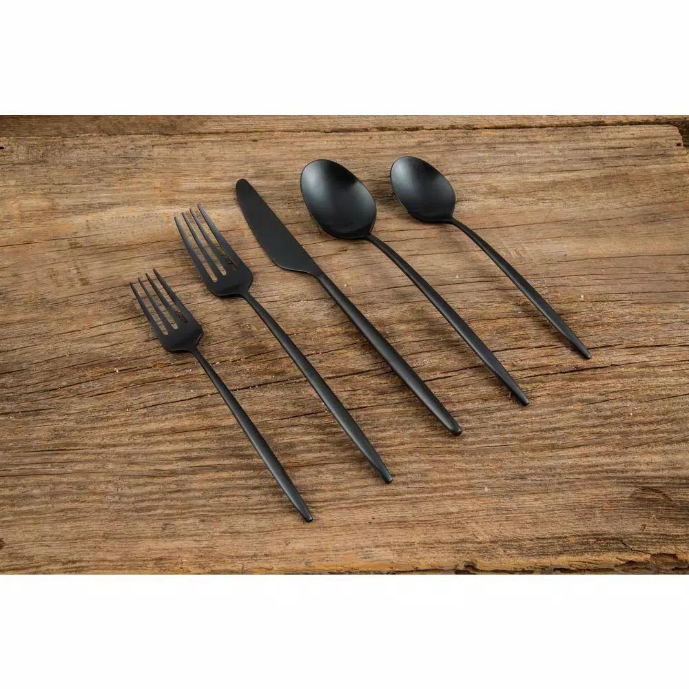 Cambridge Silversmiths Gaze Black Satin 20-Piece Flatware Set, Service for 4