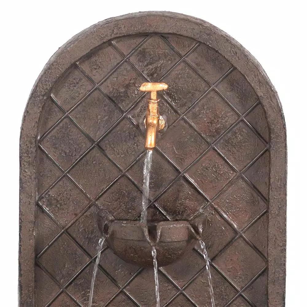 Sunnydaze Decor Messina Solar Powered Outdoor Wall Fountain, Iron Finish Resin Water Feature