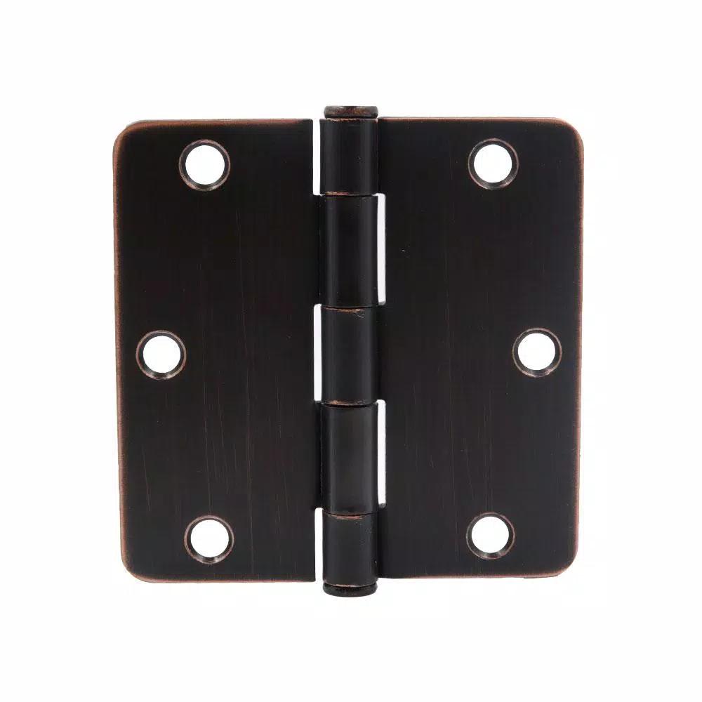 Everbilt 3-1/2 in. x 1/4 in. Radius Oil-Rubbed Bronze Steel Door Hinge, 24-Pack