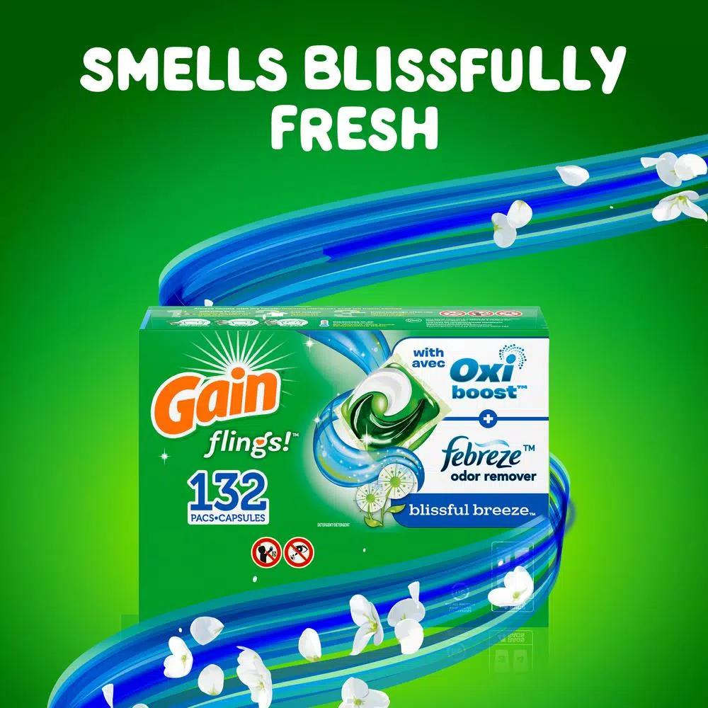 Gain Flings Blissful Breeze Laundry Detergent Pods, 16-Count (6-Pack)