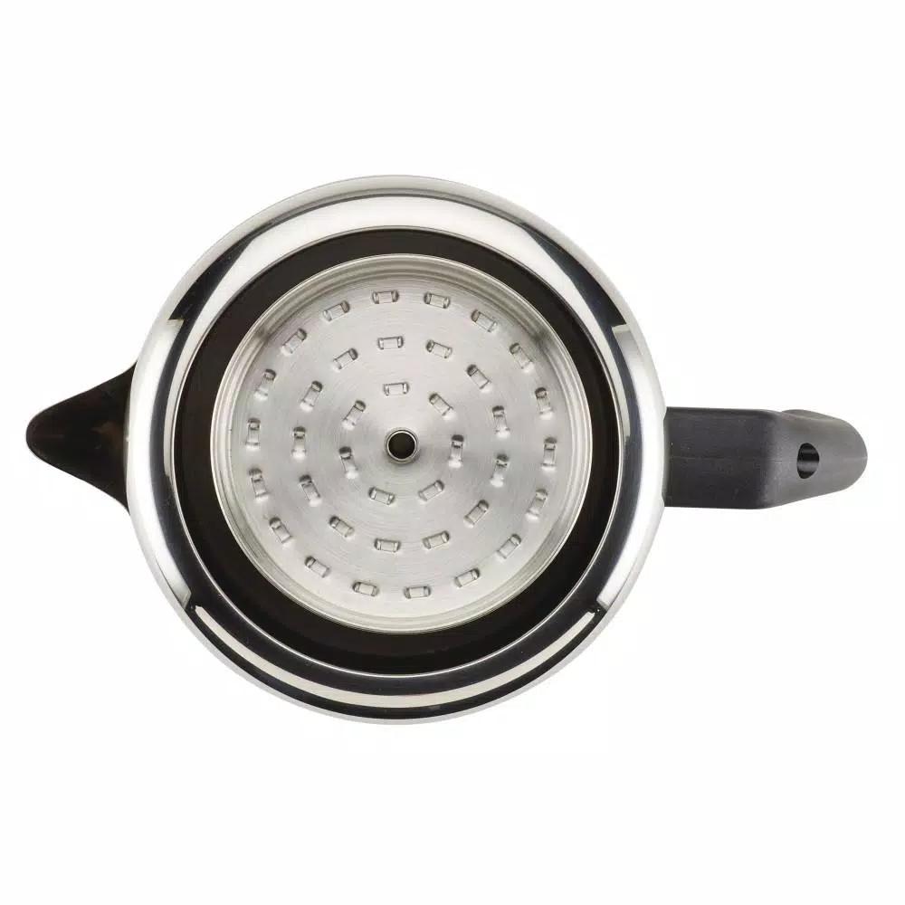 Farberware Classic 12-Cup Stainless Steel Stovetop Coffee Percolator with Blue Glass Knob