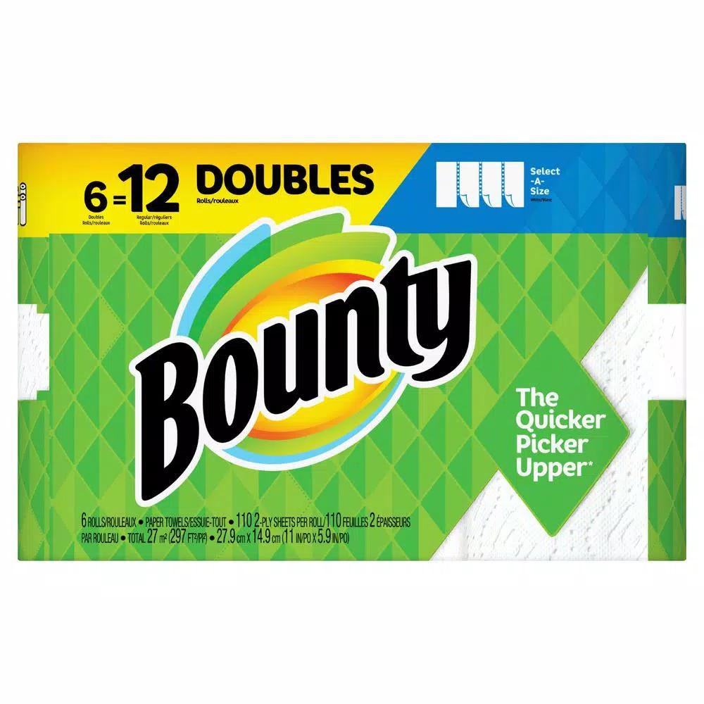 Bounty Select-A-Size White Paper Towels, 6 Double Rolls
