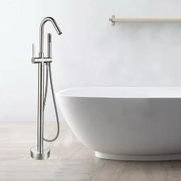 Vanity Art 40 in. Freestanding Single-Handle Claw Foot Tub Faucet with Hand Shower, Brushed Nickel thumbnail 3