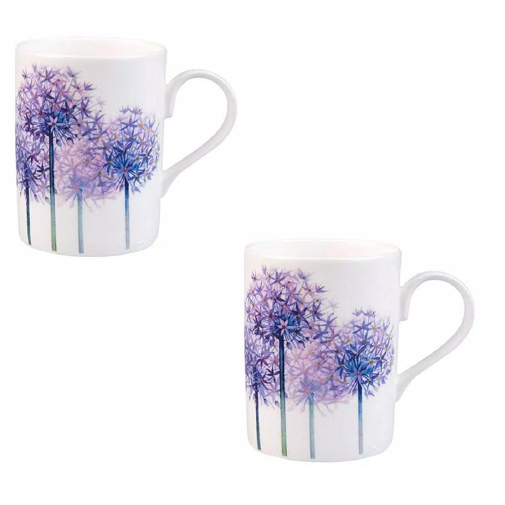 Unbranded Roy Kirkham Lucy Alliums Fine Bone China Mug Set of 6, 320ml, Made in England
