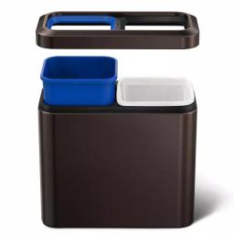 simplehuman 20L Slim Open Top Recycling Trash Can, Dark Bronze Stainless Steel thumbnail 3