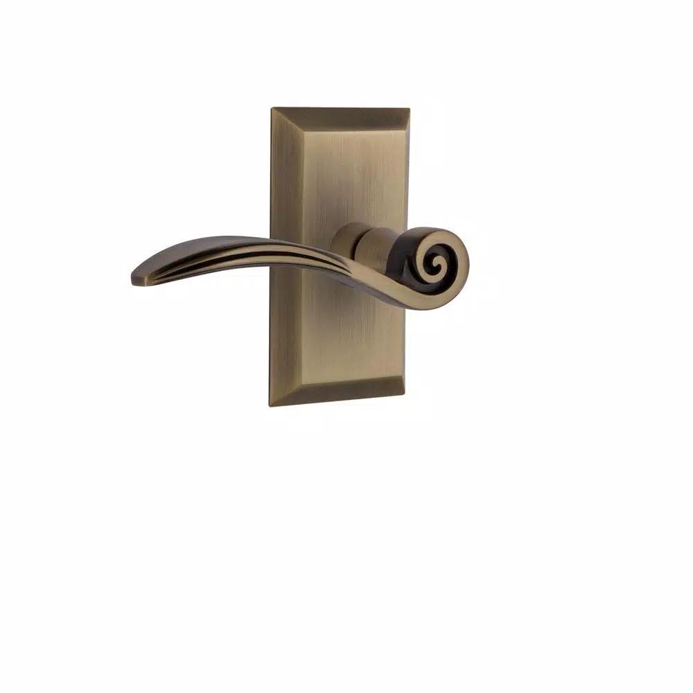 Nostalgic Warehouse Swan Passage Door Lever, Antique Brass, 2-3/4 in. Backset