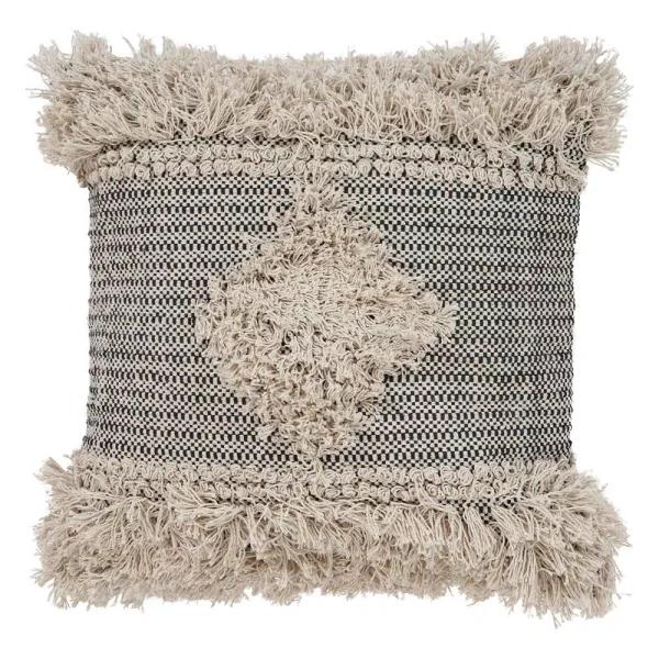 LR Resources Cottage Natural and Black Geometric 20 in. x 20 in. Cotton Throw Pillow
