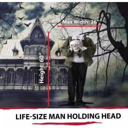 Haunted Hill Farm 5 ft. Animatronic Headless Man Halloween Prop with Talking Skull thumbnail 10
