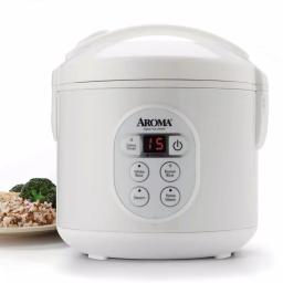 Aroma 8-Cup Digital Rice Cooker and Food Steamer, White with Black Control Panel thumbnail 1