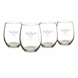 Cathy's Concepts Bee Thankful Stemless Wine Glasses, Set of 4, 21 oz. Hand-Blown Glassware thumbnail 1