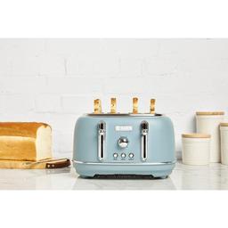 Haden Highclere 4-Slice Wide Slot Retro Toaster, Pool Blue thumbnail 3