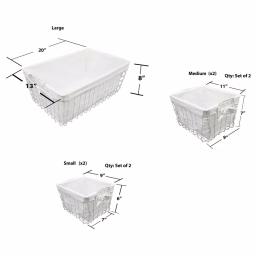 Admired By Nature Vintage Metal Storage Basket Set of 5 with White Cotton Fabric Liners thumbnail 3