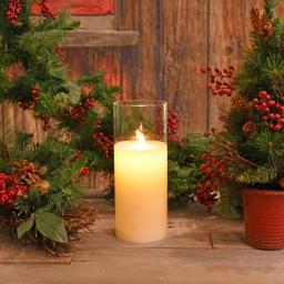 LUMABASE 10 in. Glass Hurricane LED Flameless Candle with Moving Flame, Battery Operated thumbnail 6