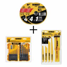 DEWALT 4-1/2 in. Metal & Stainless Cutting Wheel (10-Pack) and 14-Piece Black Oxide Drill Bit Set thumbnail 1