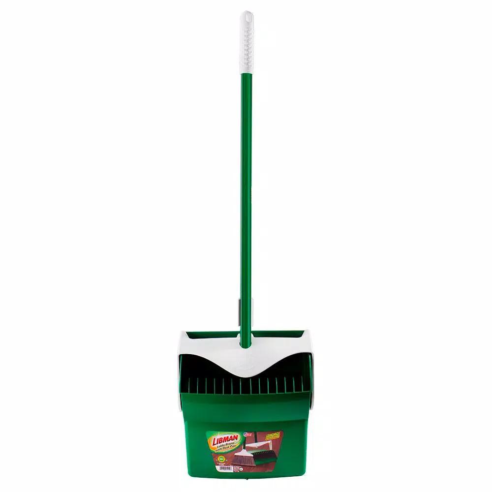 Libman Lobby Broom and Dustpan Set with Upright Handle, Green