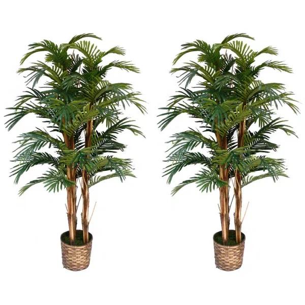 VINTAGE HOME 60 in. Artificial Palm Tree with Bamboo Wicker Planter (Set of 2)