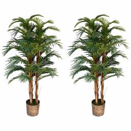 VINTAGE HOME 60 in. Artificial Palm Tree with Bamboo Wicker Planter (Set of 2) thumbnail 1