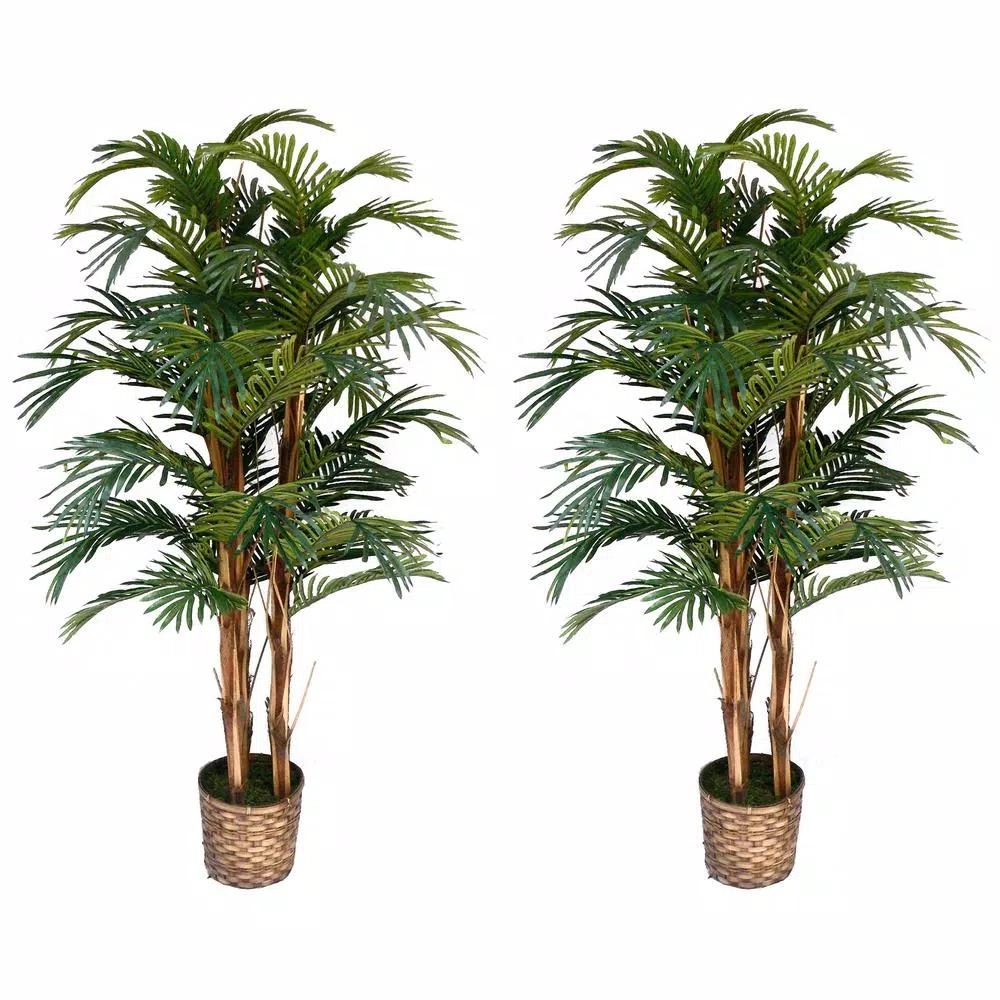 VINTAGE HOME 60 in. Artificial Palm Tree with Bamboo Wicker Planter (Set of 2)
