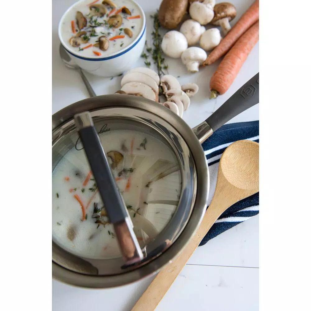 CookCraft by Candace 1.5 qt. Tri-Ply Stainless Steel Sauce Pan with Patented Latch Glass Lid