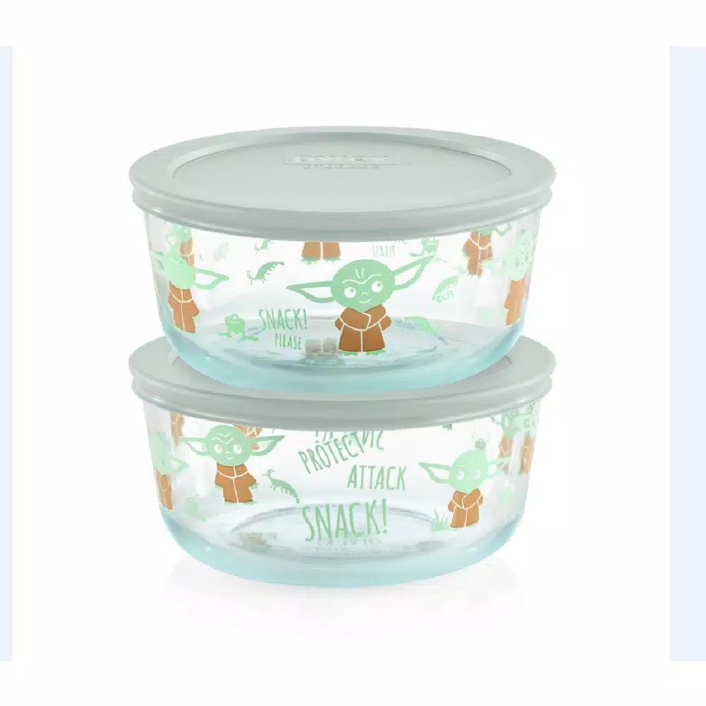 Pyrex Star Wars The Child 4-Piece Decorated Glass Food Storage Container Set with Lids