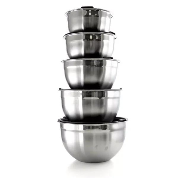 MegaChef MegaChaf 5-Piece Stainless Steel Mixing Bowl Set with Lids
