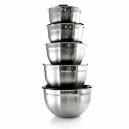 MegaChef MegaChaf 5-Piece Stainless Steel Mixing Bowl Set with Lids thumbnail 1