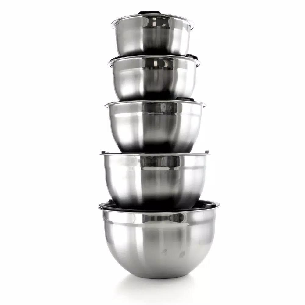 MegaChef MegaChaf 5-Piece Stainless Steel Mixing Bowl Set with Lids