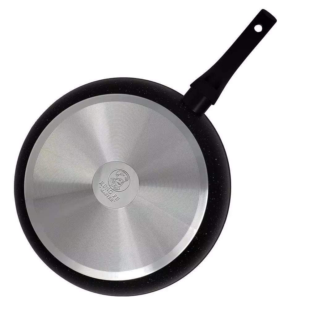 LavoHome Royal Marble 3-Piece Nonstick Forged Aluminum Frying Pan Set, Black
