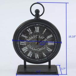 Winsome House Black Metal Vintage Table Top Clock with Roman Numerals thumbnail 8