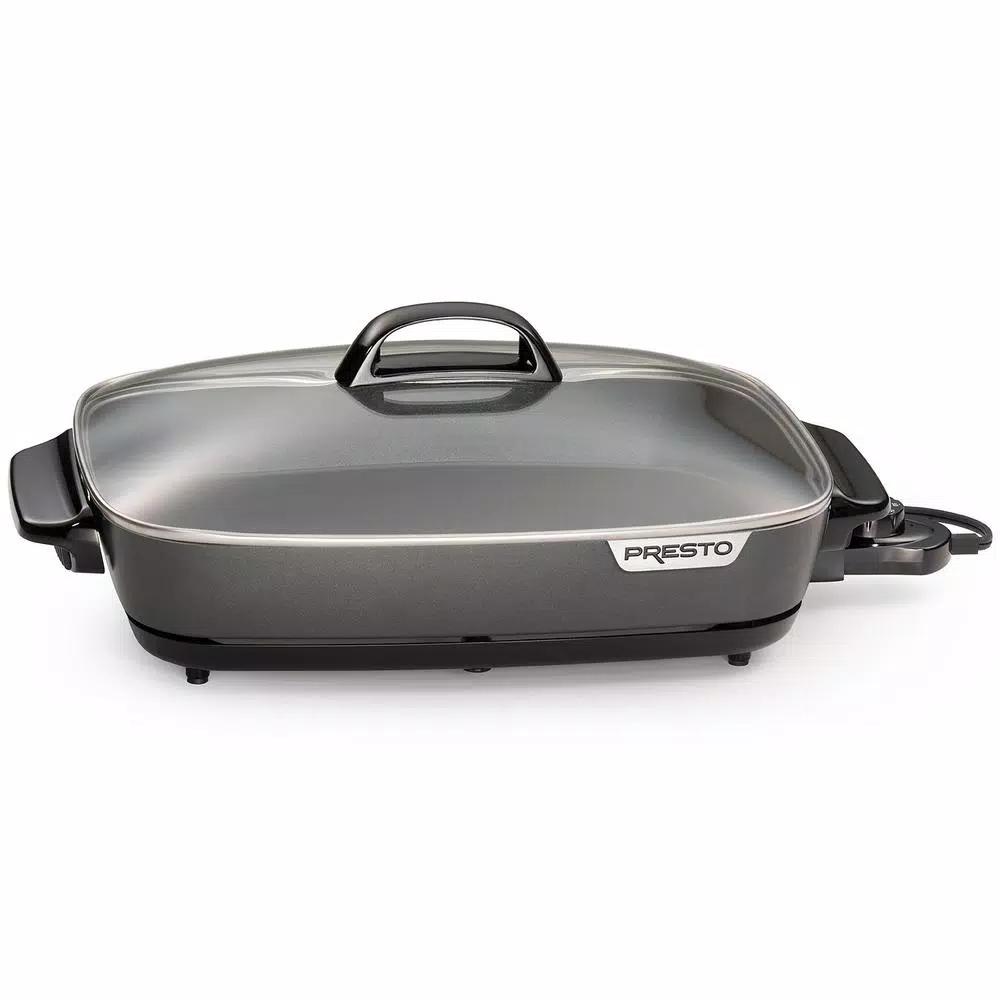 Presto SlimLine 16 in. Black Non-Stick Electric Skillet with Heavy Cast Aluminum Pan