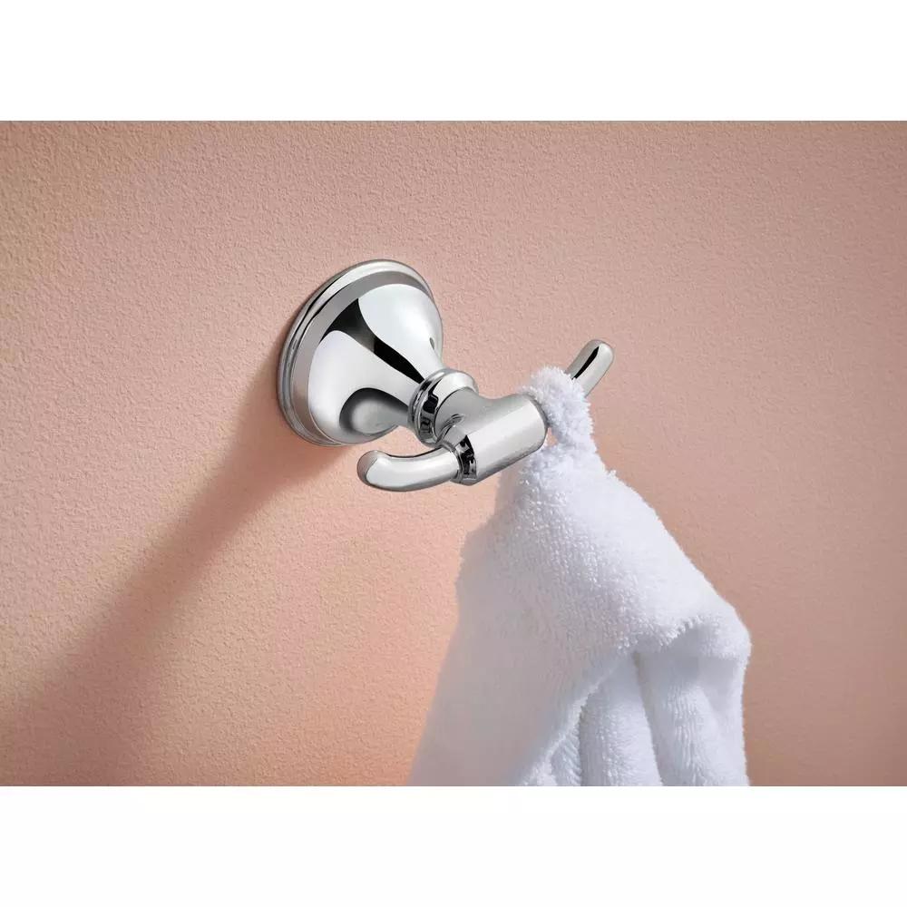 MOEN Jansen Chrome Screw-In Robe and Towel Hook, 2-Hook Design