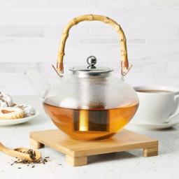 BonJour Tea Handblown Glass Zen Teapot with Stainless Steel Infuser and Bamboo Trivet, 34-Ounce thumbnail 3