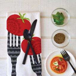 RITZ T-fal Multicolor Fork Cotton Print and Solid Kitchen Dish Towel Set, 6-Pack thumbnail 2