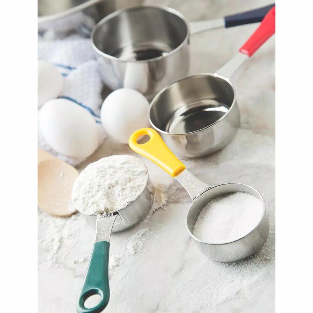 Fox Run 4-Piece Stainless Steel Measuring Cup Set with Color-Coated Handles