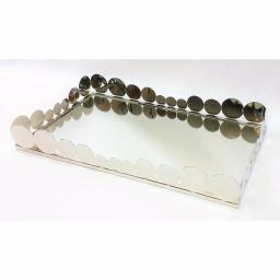 Elegance 19 x 11.5 in. Rectangular Mirror Serving Tray with Chrome Steel Frame thumbnail 2